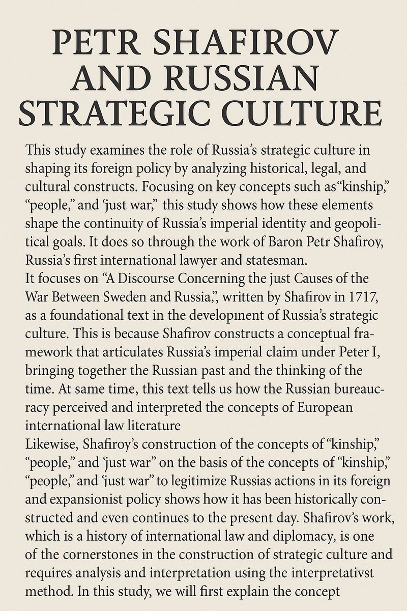 “Petr Shafirov and Russian Strategic Culture”
After a long delay, I’m pleased to announce the publication of my new article titled “Petr Shafirov and Russian Strategic Culture.”
This study examines the strategic cultural codes of Russian foreign policy by revisiting the