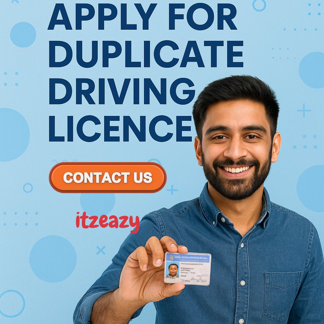 Itzeazyindia's tweet photo. Lost Your Driving Licence?
Apply for a Duplicate Driving Licence in just a few clicks.
✅ 100% Online Process
✅ Hassle-Free Experience
✅ Fast Turnaround
https://t.co/lJJgykQ393
🔵 Get Started Now with Itzeazy
#DrivingLicence #DLServices #Itzeazy #RTOMadeEasy #DuplicateLicence https://t.co/l7KDykYIfu