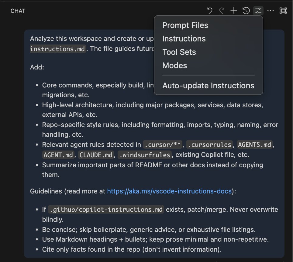vscode copilot chatで自動でcopilot-instructions\.mdを生成してくれる機能が出てる〜