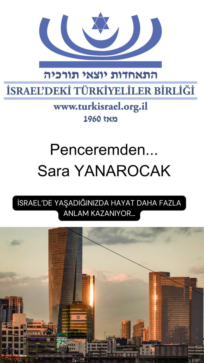 İSRAEL’DE YAŞADIĞINIZDA  HAYAT  DAHA  FAZLA  ANLAM  KAZANIYOR…Merhaba sevgili okuyucularım. Geçtiğimiz iki hafta çok zorlu günlerden geçtik. Şimdilerde kendimizde ameliyat sonrası nekahat dönemi yaşar gibi bir ruhsal yorgunluk belirtileri gözlemliyoruz.
turkisrael.org.il/single-post/i-…