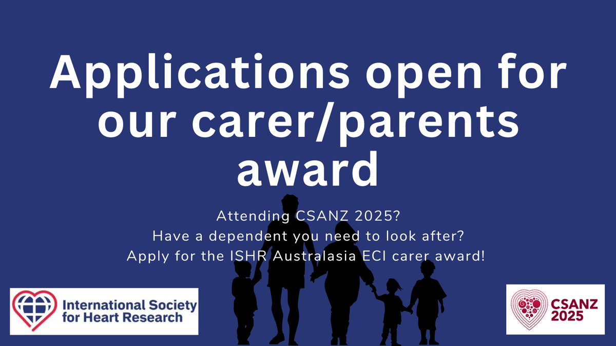 ISHR_AUS's tweet image. Attention ECIs
If you are planning on attending CSANZ/ISHR 2025 in Brisbane but need some extra help with childcare or carer responsibilities you can apply for our carer award!
See🔗 for eligibility &amp; apply by 14th July
docs.google.com/document/d/1-k…