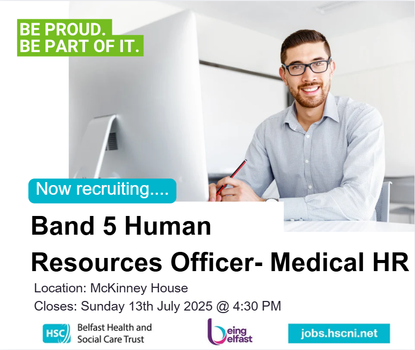 BHSCTjobs's tweet photo. 📢We are recruiting for a Band 5 Human Resources Officer in the Medical HR Team
⏳Closing date is Sunday 13th July 2025 at 4.30pm
📌For more details and to apply, visit https://t.co/XlXOSqS31D https://t.co/Ft2amvhjB1