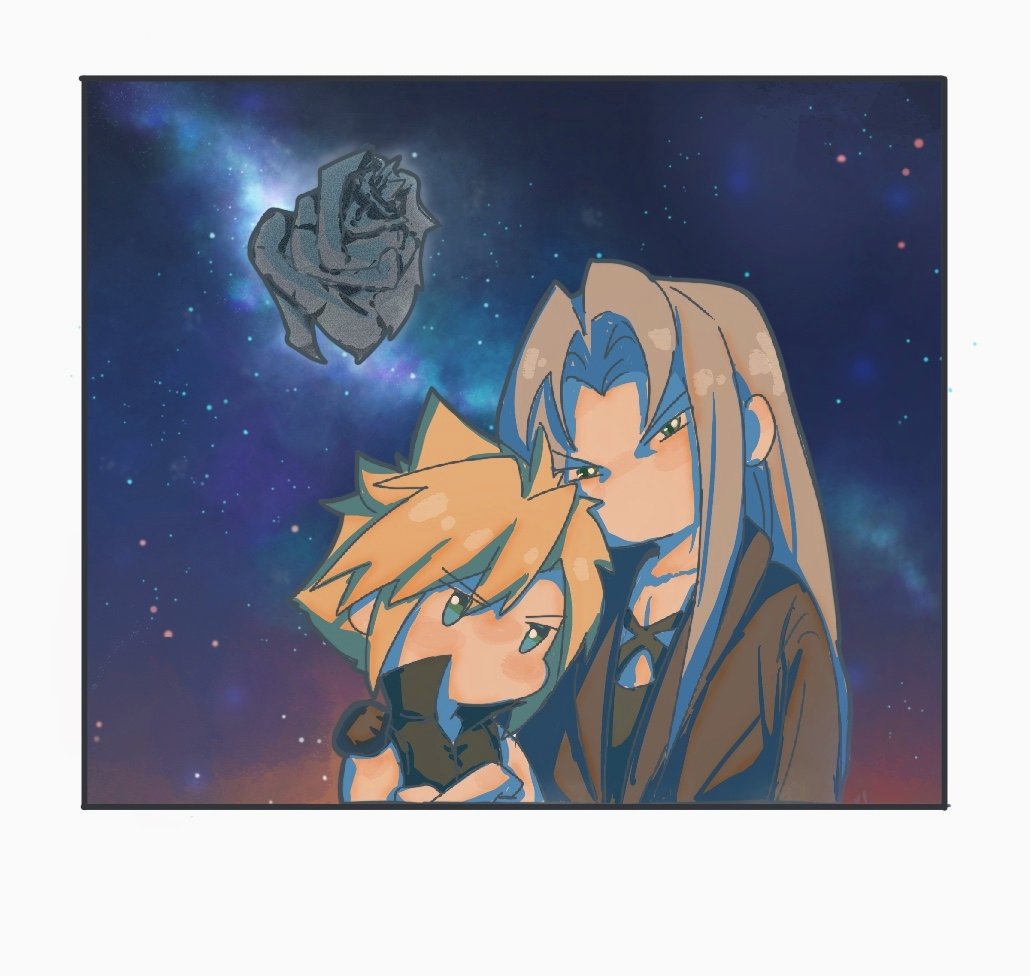 ZYH86227746's tweet image. ＂星际旅行中与神秘生命体的合照＂🖊️
#FFVII   
#sefikura 
#Sephiroth  
#CloudStrife