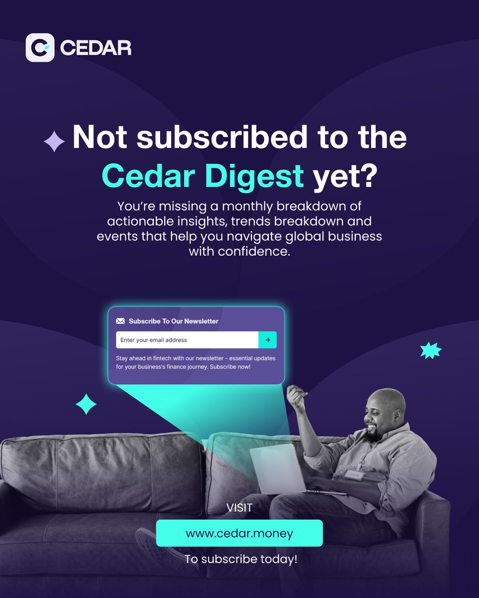 cedar_money's tweet image. Doing business across borders? Stay ahead with The Cedar Digest.

In global trade, knowledge isn’t just power, it’s profit.

Every month, The Cedar Digest delivers handpicked insights, emerging trends, and actionable advice on cross-border payments and global business strategy.…