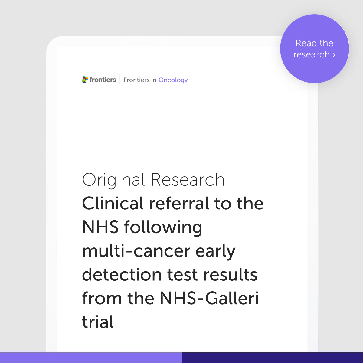 FrontOncology's tweet image. 🧬 New insights in cancer research! 
Check out the latest study on Clinical referral to the NHS following multi-cancer early detection test results from the NHS-Galleri trial: fro.ntiers.in/511816
#Oncology #CancerResearch #OpenAccess
