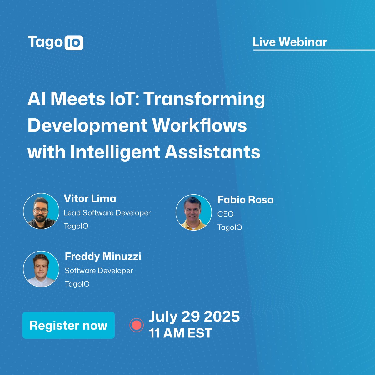tagoio's tweet photo. Tired of complex queries to debug IoT apps?

What if you could just ask: "Why did sensor 47 stop reporting?"

July 29, 11 AM EST: Learn how MCP connects ChatGPT &amp; Claude directly to your #IoT data.

45 minutes that will change how you develop.

Register: https://t.co/cIw5H17DIE https://t.co/cBxiHKCh9H