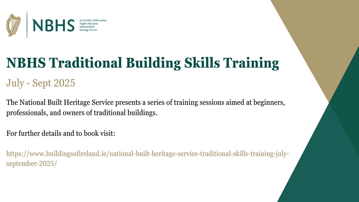 NBHS_Ireland's tweet image. New training in #traditionalskills available from NBHS running July - September 🎉
Full details and booking 👇buildingsofireland.ie/national-built…