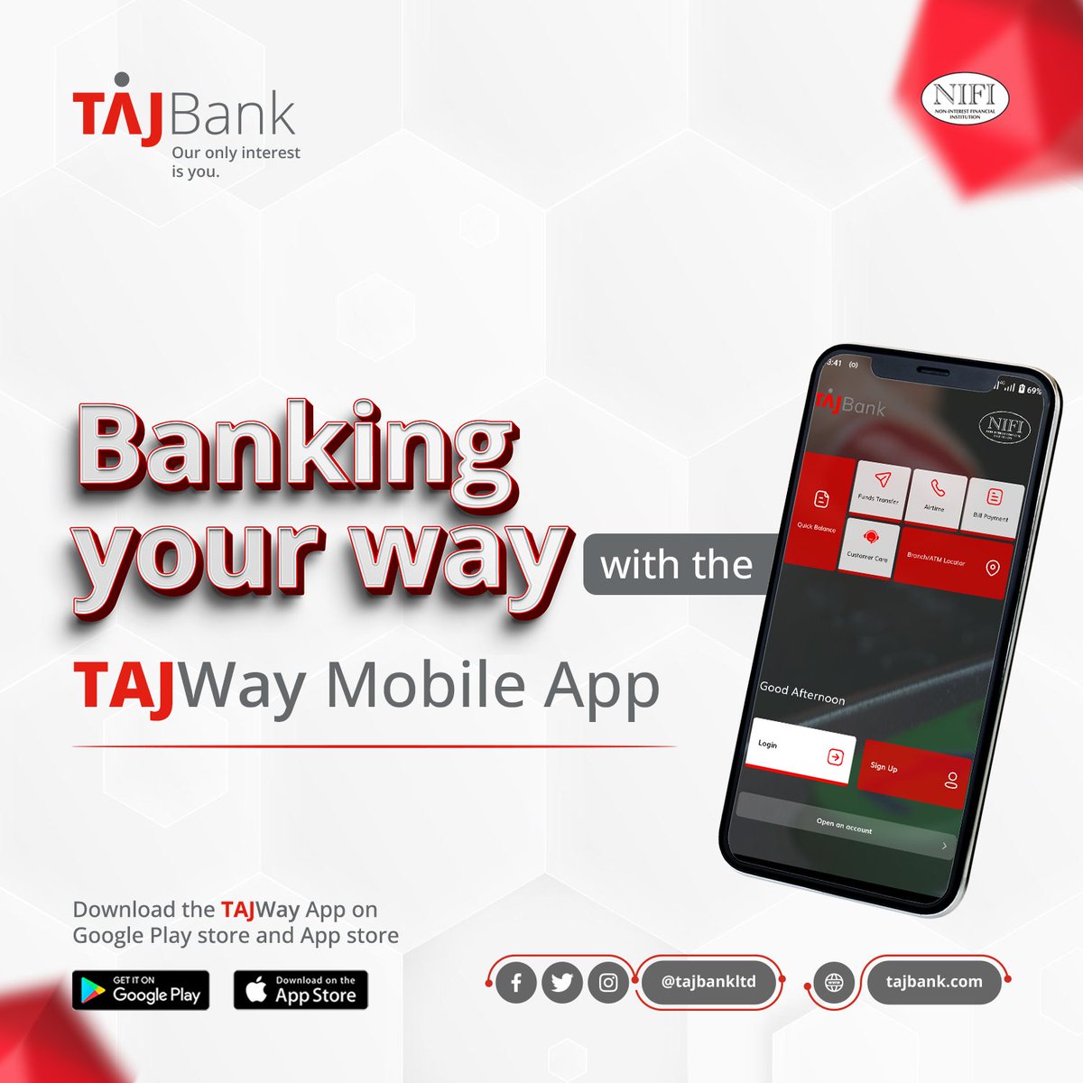 With the TAJWay mobile app, you have your bills, payments, and transfers all in one place.

Download the TAJWay app today