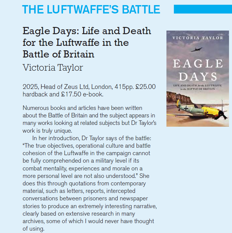 "Dr Taylor’s approach makes this a must-have book for anyone studying the Battle of Britain &amp; should be read simultaneously with operational histories to provide further understanding of German thought &amp; intentions." Thank you #AEROSPACE for both the praise &amp; useful feedback 😊