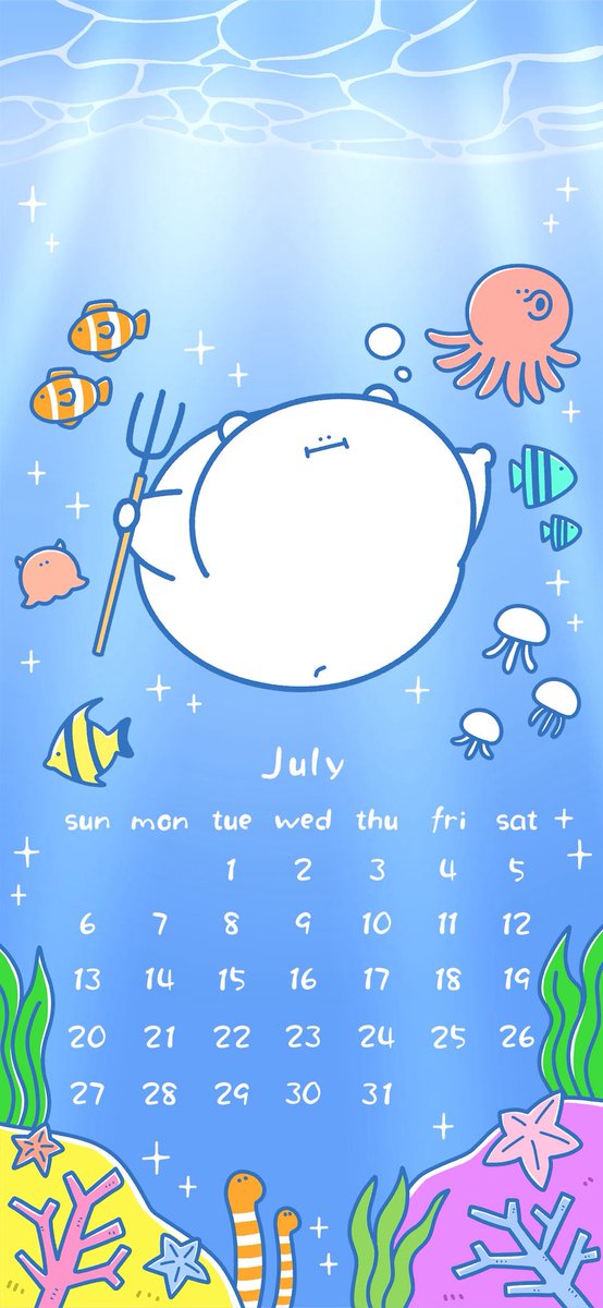 7月壁紙プレゼント】 ざぶんっ 綺麗なお魚いっぱいだぁ🐟🐠🐙🪼✨ あれ