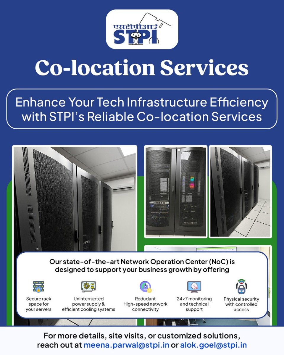 STPI Gurugram (@gurugramstpi) on Twitter photo 🚀 Looking for reliable & secure IT infrastructure?
<a href="/GurugramStpi/">STPI Gurugram</a> Colocation Services offer space, power, cooling & physical security for your servers.
🔒💻 So, you focus on growth while we manage the backend!
<a href="/stpiindia/">STPI</a> <a href="/arvindtw/">Arvind Kumar</a> <a href="/er_ashokg/">Ashok Gupta</a> 🚀 Looking for reliable & secure IT infrastructure?
<a href="/GurugramStpi/">STPI Gurugram</a> Colocation Services offer space, power, cooling & physical security for your servers.
🔒💻 So, you focus on growth while we manage the backend!
<a href="/stpiindia/">STPI</a> <a href="/arvindtw/">Arvind Kumar</a> <a href="/er_ashokg/">Ashok Gupta</a>