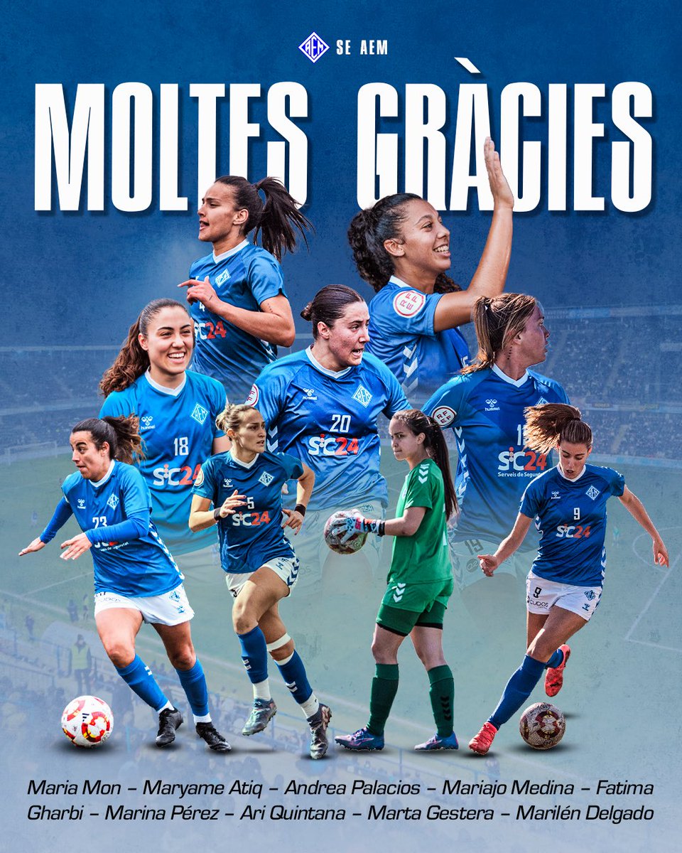 💙Moltes gràcies i sort!

Maria Mon, Maryame Atiq, Andrea Palacios, Mariajo Medina, Fatima Gharbi, Marina Perez, Ari Quintana, Marta Gestera i Marilén Delgado no continuaran a l’AEM la temporada 25/26.