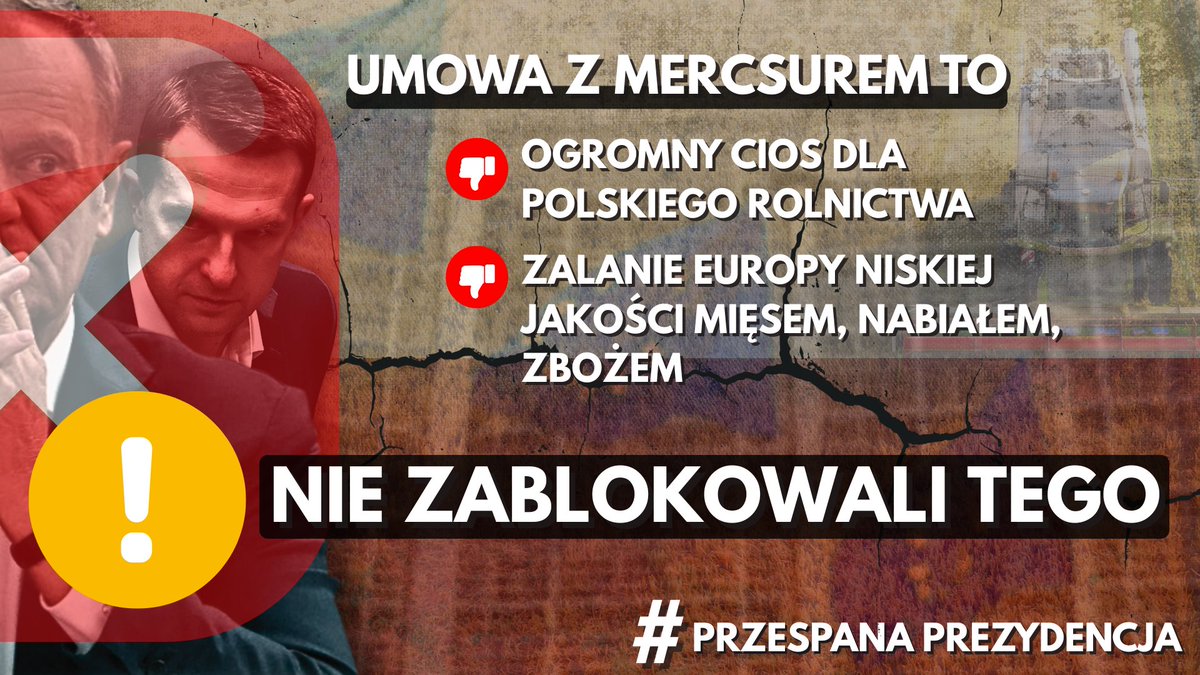 🟥 Umowa z Mercosurem to cios w polskie rolnictwo.
❗Rząd Tuska mógł to zablokować – NIE ZROBIŁ TEGO.
#PrzespanaPrezydencja