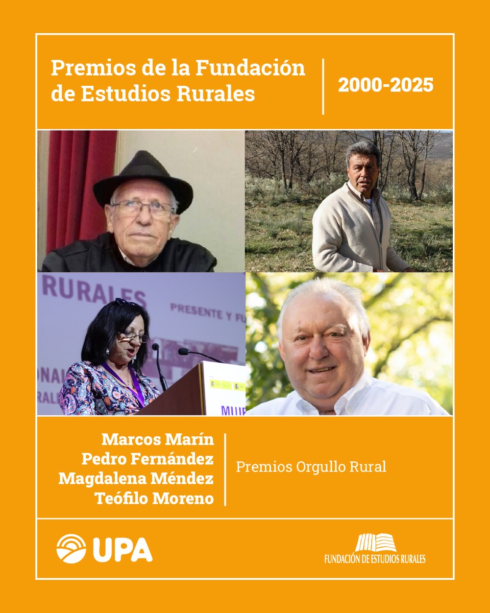 UPA (@upa_federal) on Twitter photo Los premios #OrgulloRural 2025 son para:
- Teófilo Moreno, líder tabaquero extremeño
- Pedro Fernández, representante de UPA en Sanabria
- Magdalena Méndez, líder agraria de Mazarrón y fundadora de <a href="/FademurMurcia/">FADEMUR Murcia</a>
- Marcos Marín, fundador de <a href="/UPA_Murcia/">UPA Murcia</a>
upa.es/upa/noticias-u… Los premios #OrgulloRural 2025 son para:
- Teófilo Moreno, líder tabaquero extremeño
- Pedro Fernández, representante de UPA en Sanabria
- Magdalena Méndez, líder agraria de Mazarrón y fundadora de <a href="/FademurMurcia/">FADEMUR Murcia</a>
- Marcos Marín, fundador de <a href="/UPA_Murcia/">UPA Murcia</a>
upa.es/upa/noticias-u…