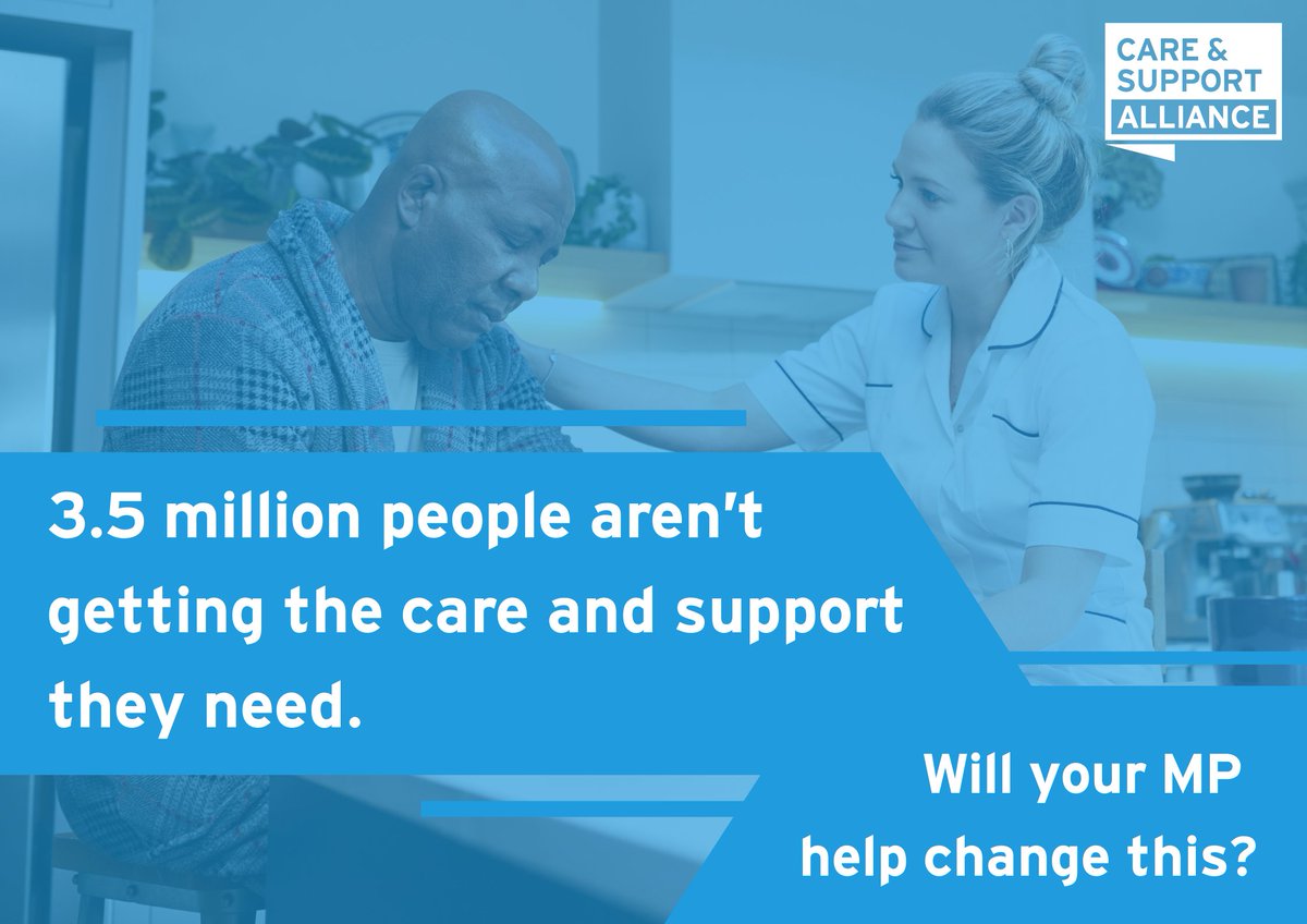 3.5 million people in England aren’t getting the care they need. As part of <a href="/candsalliance/">CSA</a>, we’re urging MPs to attend the #ShowUsYouCare event to hear from those directly impacted by social care. Will you invite yours? 👉 act.careandsupportalliance.com/page/170376/ac…