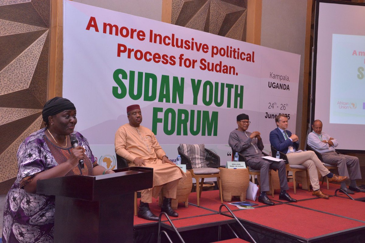 AUC_PAPS's tweet photo. During the #Sudan Youth Forum, Dr. Chambas, the Chair of the AU HLP-Sudan, emphasised the need for a ceasefire and the need for inclusive youth participation in every platform that discusses Sudan’s future. The AU, IGAD, and partners will take this responsibility seriously. https://t.co/NmUu8Zj6xu