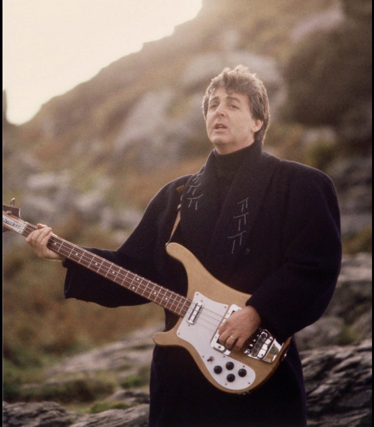 Paul McCartney during the filming of the video for ‘Once Upon a Long Ago’ at Valley of Rocks, Devon, October 1987.