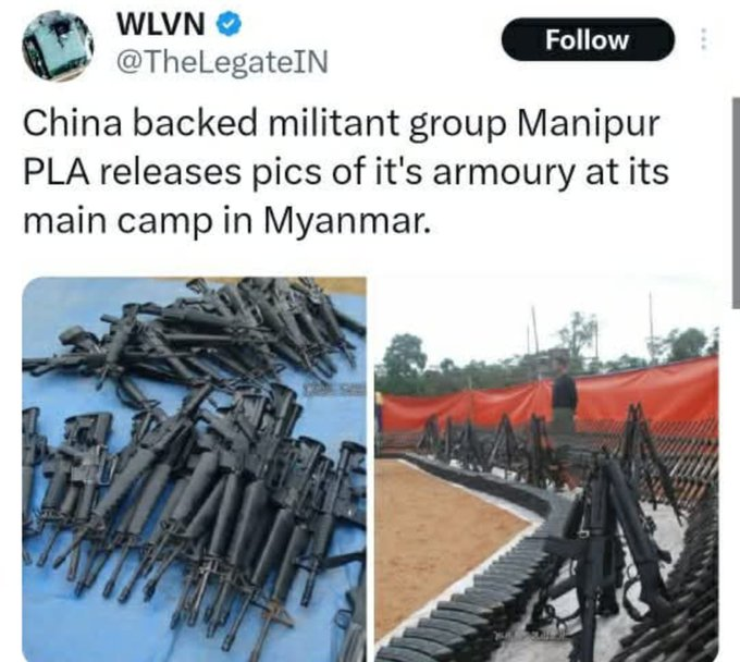 ManipurFacts's tweet image. Disturbing visuals emerge from PLA’s Myanmar camp.
China-backed separatist group from Manipur shows off its weapon stockpile—proof of foreign arms, training &amp;amp; infiltration plans.
This is a transnational threat, not local unrest.
#Manipur #StopForeignInterference #NationalSecurity