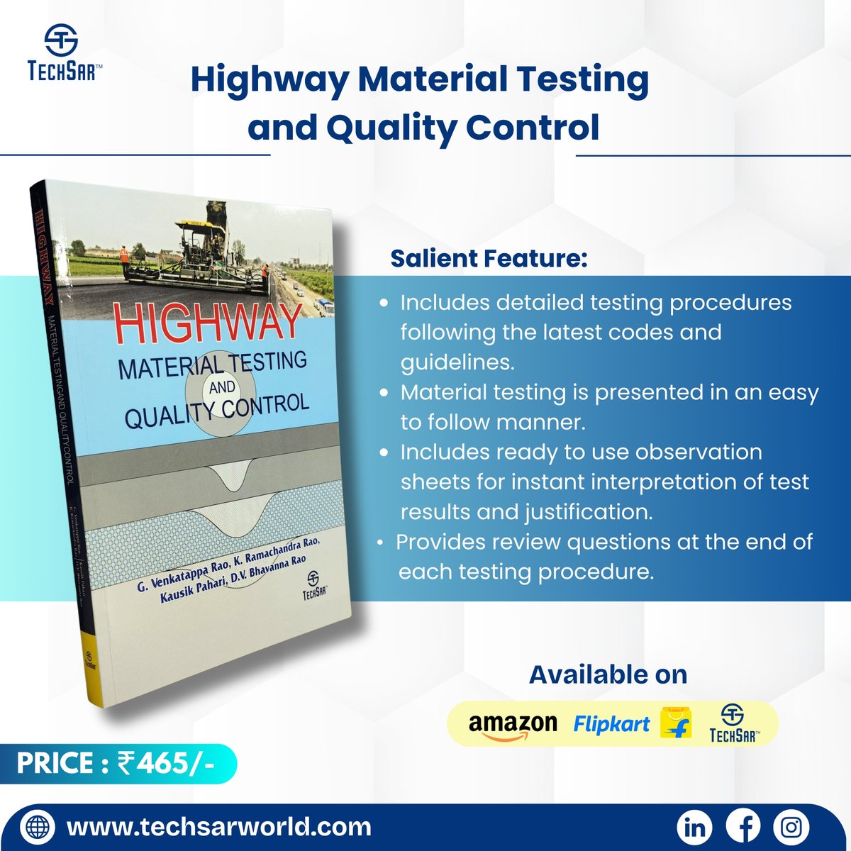 techsar_books's tweet image. 📗 Highway Material Testing and Quality Control by G. Venkatappa Rao &amp;amp; team — A practical guide for B.Tech/Diploma students &amp;amp; engineers, covering real-world testing methods.
#CivilEngineering #MaterialTesting #HighwayEngineering #TechSarWorld #Daryaganj #AcademicBooks