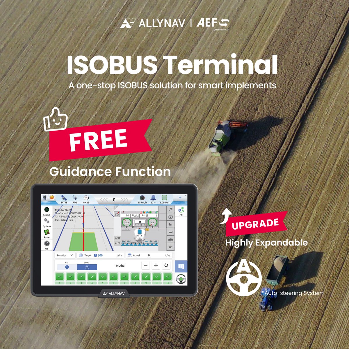 AllyNavOfficial's tweet image. 🧭 Free Integrated Guidance — Only with AllyNav ISOBUS Terminal

Take your farming operations to the next level with the #AllyNav #ISOBUS Terminal — now featuring built-in guidance functionality at no extra cost.

#ISOBUSTerminal #AllyNav #Agriculture