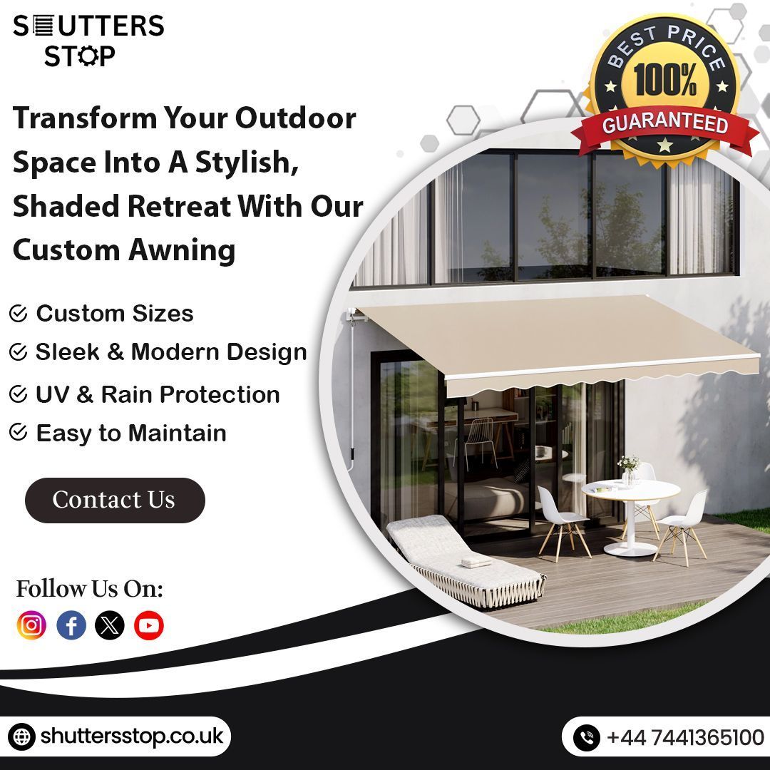Shuttersstopuk's tweet image. ☀️ Elevate your #OutdoorLiving Transform your #PatioStyle or garden into a stylish, shaded escape with our #CustomAwnings for beauty, comfort, #RainProtection.🌿

🌐shuttersstop.co.uk 
📱+44 7441 365100

  #ShuttersStop #derby #UVProtection  #OutdoorStyle #ShuttersStopderby