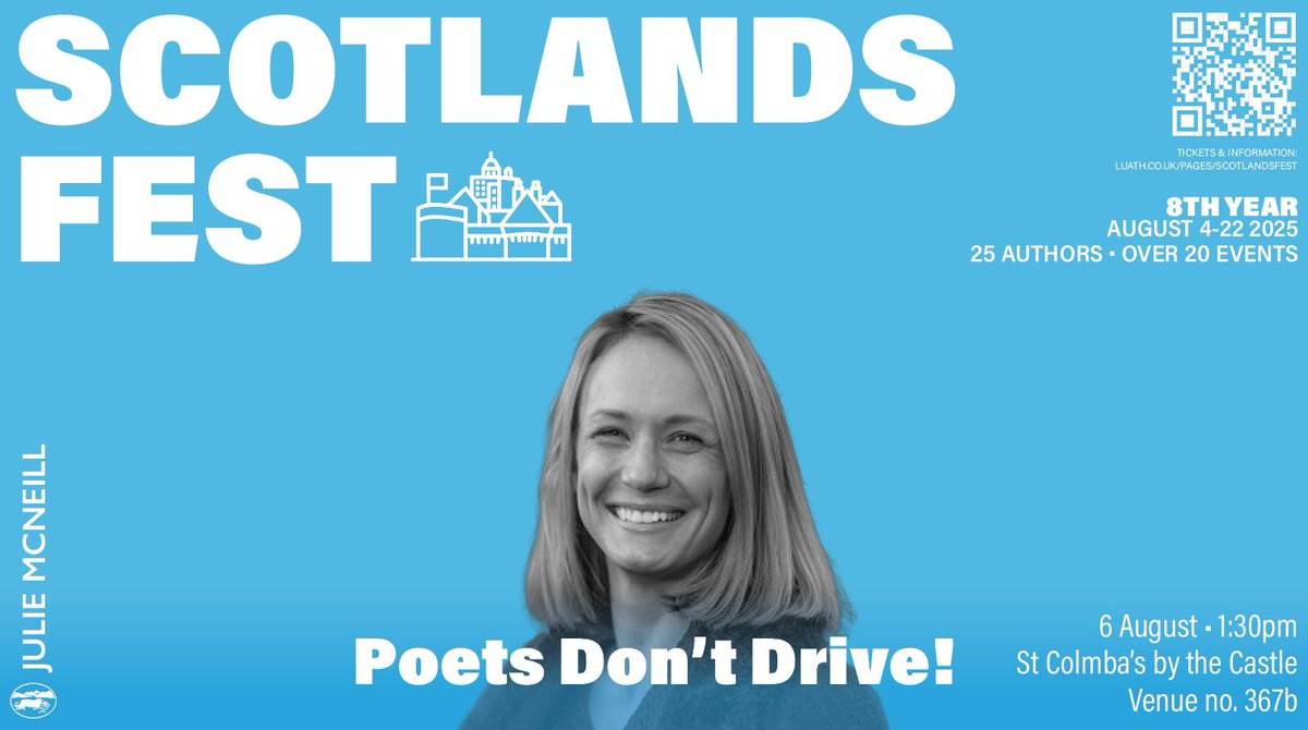 Luath Press (@luathpress) on Twitter photo ✨SCOTLANDSFEST 2025✨
👤 <a href="/JulieMcNeill1/">Julie McNeill</a>
📍St Columba's by the Castle, Edinburgh
📆 6 August
⏰ 1:30pm
🎟 buff.ly/Eg6Vd9R
#EdinburghWhatsOn #ScotlandsFest25 #Fringe #EdinburghFringe ✨SCOTLANDSFEST 2025✨
👤 <a href="/JulieMcNeill1/">Julie McNeill</a>
📍St Columba's by the Castle, Edinburgh
📆 6 August
⏰ 1:30pm
🎟 buff.ly/Eg6Vd9R
#EdinburghWhatsOn #ScotlandsFest25 #Fringe #EdinburghFringe