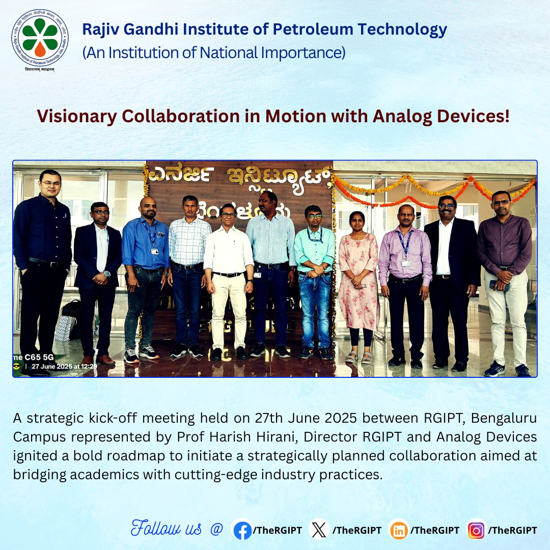 TheRGIPT's tweet photo. Visionary Collaboration in Motion with Analog Devices!
#RGIPT #AnalogDevices #LiveLab #Internships #Placements #EVTechnology #RenewableEnergy #BMS #IndustryAcademia #FutureOfLearning #SustainableInnovation #StartupEcosystem #VisionaryLeadership #EIBengaluru https://t.co/9QsDRkOqd6