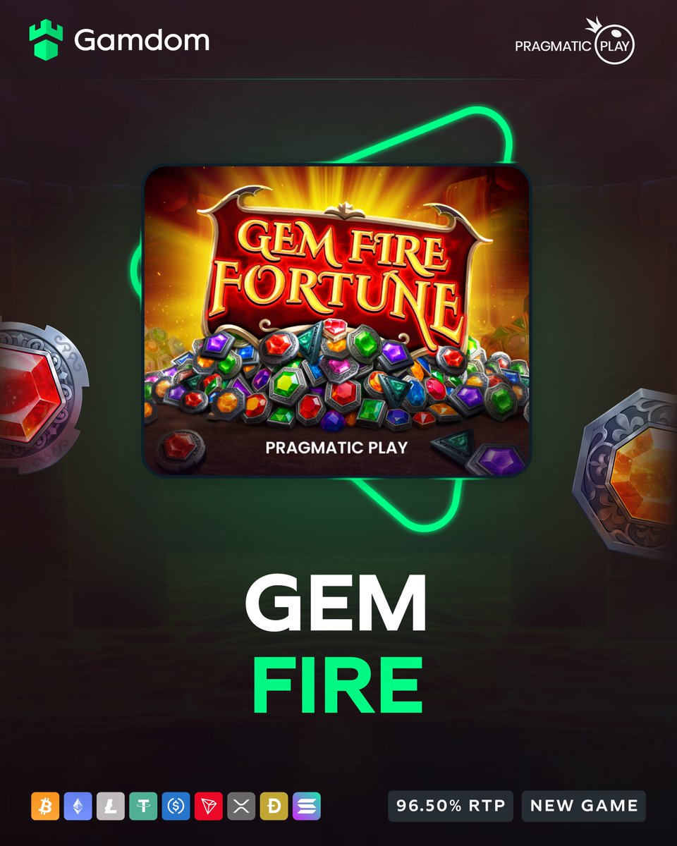 gamdom's tweet image. 🔥 New Game: Gem Fire Fortune by Pragmatic Play! 🔥

Uncover blazing gems and win up to 15,000x your bet! 💎

- 💚 + 🔄 + Tag a friend &amp;amp; drop your userID for a shot at FREE spins!