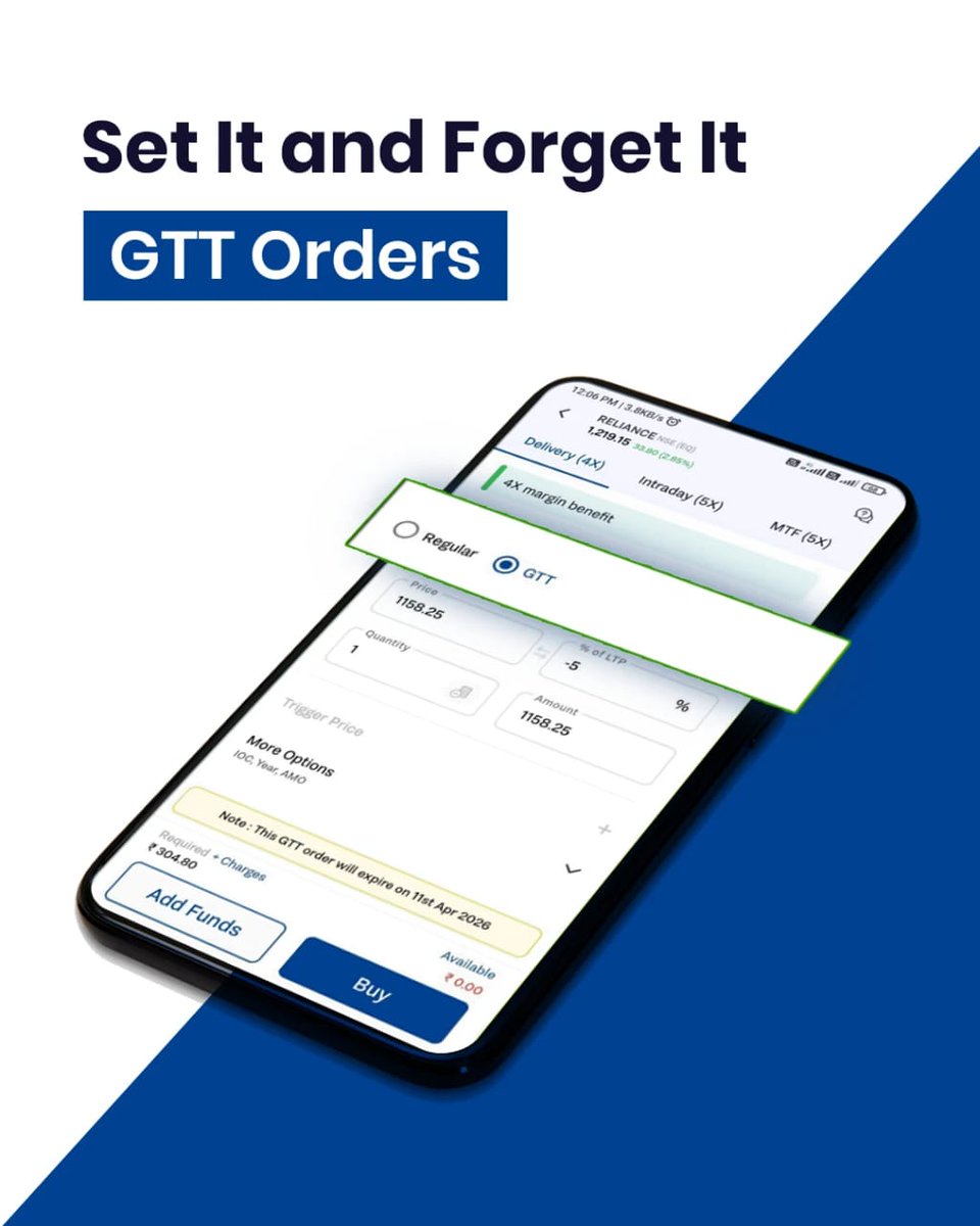 Ankit1030's tweet photo. Tracking stocks all day? Not an option for most of us.
That’s why GTT (Good Till Triggered) exists.
✅ Set your price
✅ Valid for 1 year
✅ No daily tracking

Invest with intent, not stress.
#GTT #InvestSmart #ChoiceFinX https://t.co/xoWfkjiuTx