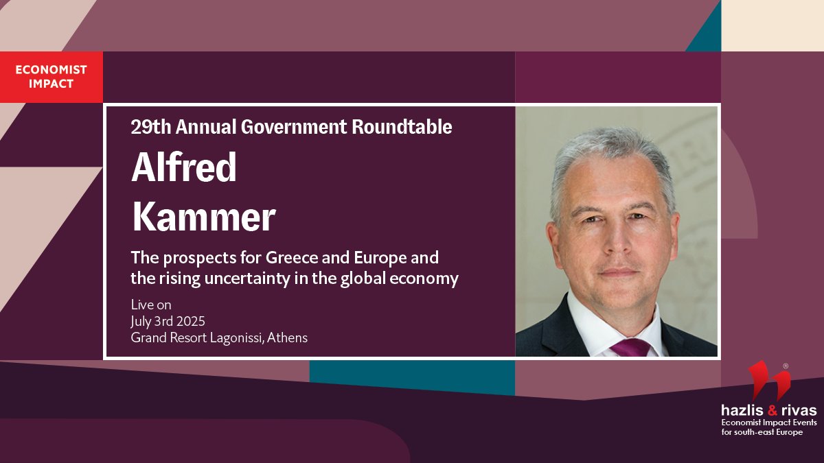 On Thursday, IMF European Department Director Alfred Kammer will join Greek Minister of Finance Kyriakos <a href="/Pierrakakis/">Kyriakos Pierrakakis</a>, <a href="/NationalBankGR/">Εθνική Τράπεζα</a> Chief Executive Pavlos Mylonas, &amp; <a href="/TheEIU/">Economist Intelligence: EIU</a> Editor of the Democracy Index <a href="/JoanHoeyEIU/">Joan Hoey</a> for a discussion on the Greek economy. #EconRoundtableGR
