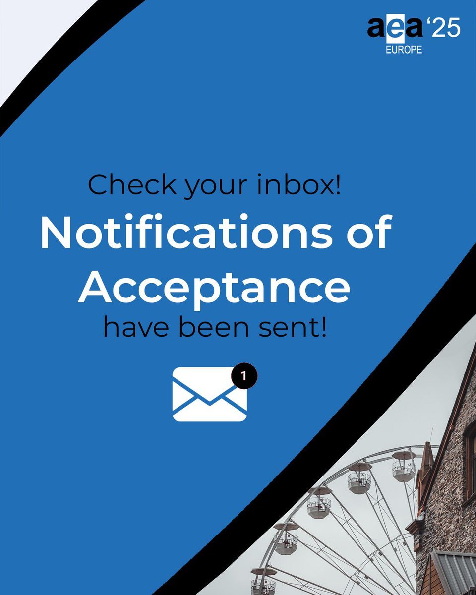 AEA-Europe (@aeae_2000) on Twitter photo Acceptance letters for the 26th Annual Meeting of the Association for Educational Assessment – Europe have been sent out! 
#EducationalAssessment #AEAEurope #Education #Research Acceptance letters for the 26th Annual Meeting of the Association for Educational Assessment – Europe have been sent out! 
#EducationalAssessment #AEAEurope #Education #Research