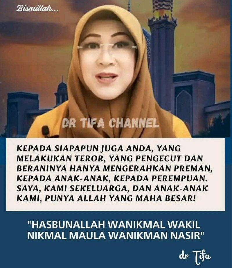 #FreePalestine (@nemesis_34n) on Twitter photo Kami bersama Bu <a href="/DokterTifa/">Dokter Tifa</a>
Bang <a href="/SianiparRismon/">Rismon Hasiholan Sianipar</a>
Mas <a href="/KRMTRoySuryo/">KRMT Roy Suryo</a>
#KamiBersamaDokterTifa Kami bersama Bu <a href="/DokterTifa/">Dokter Tifa</a>
Bang <a href="/SianiparRismon/">Rismon Hasiholan Sianipar</a>
Mas <a href="/KRMTRoySuryo/">KRMT Roy Suryo</a>
#KamiBersamaDokterTifa