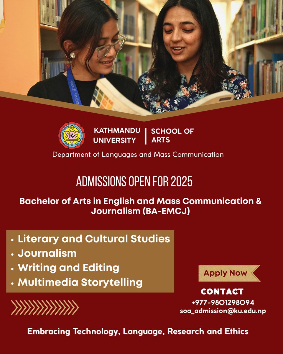 radiotvku's tweet photo. Admissions Open!! Apply now !!
Open your door with immense possibilities.
#bms #baemcj #mms #dolmc #mfs #ku #kusoa https://t.co/eAXkBnCn1B