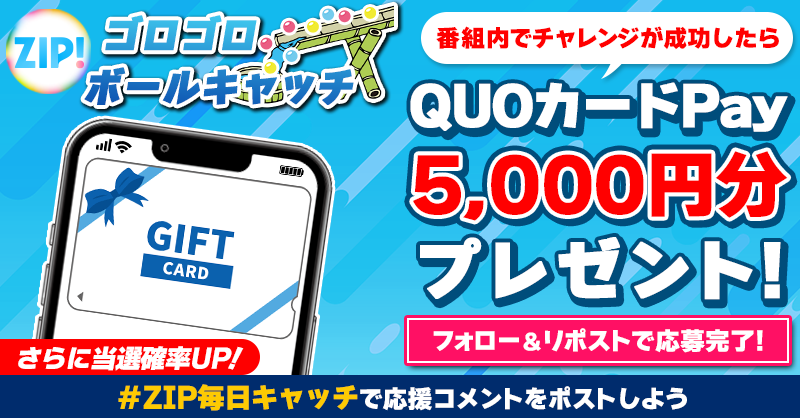 5️⃣0️⃣0️⃣0️⃣円分のQUOカードが 成功するたび当たる❣ ZIP