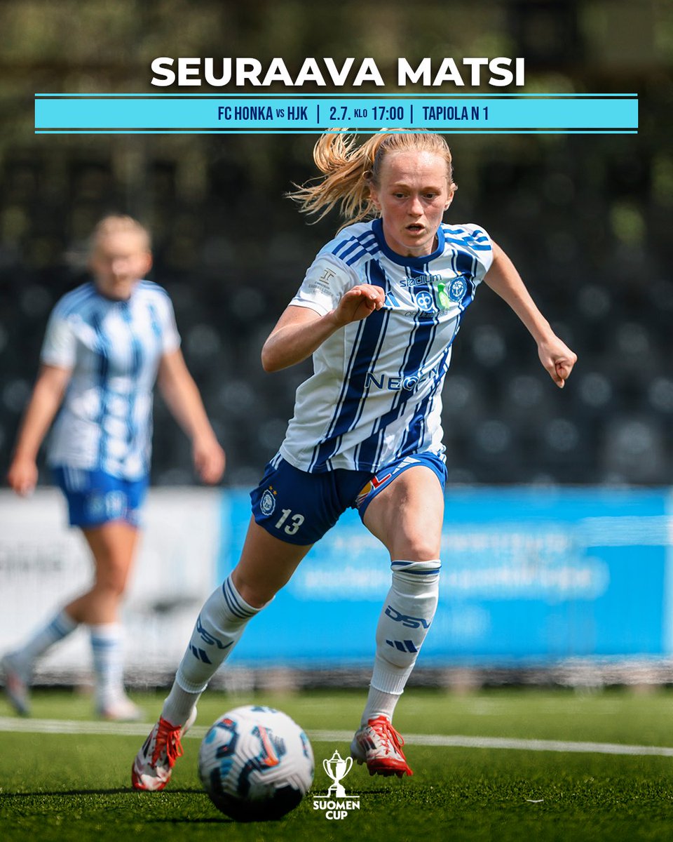 Seuraavaksi Suomen Cup käyntiin!  

🆚 FC Honka - HJK 
🕔 Ke 2.7. kello 17.00 
🏟️ Tapiolan urheilupuisto  

#HJK #SuomenCup