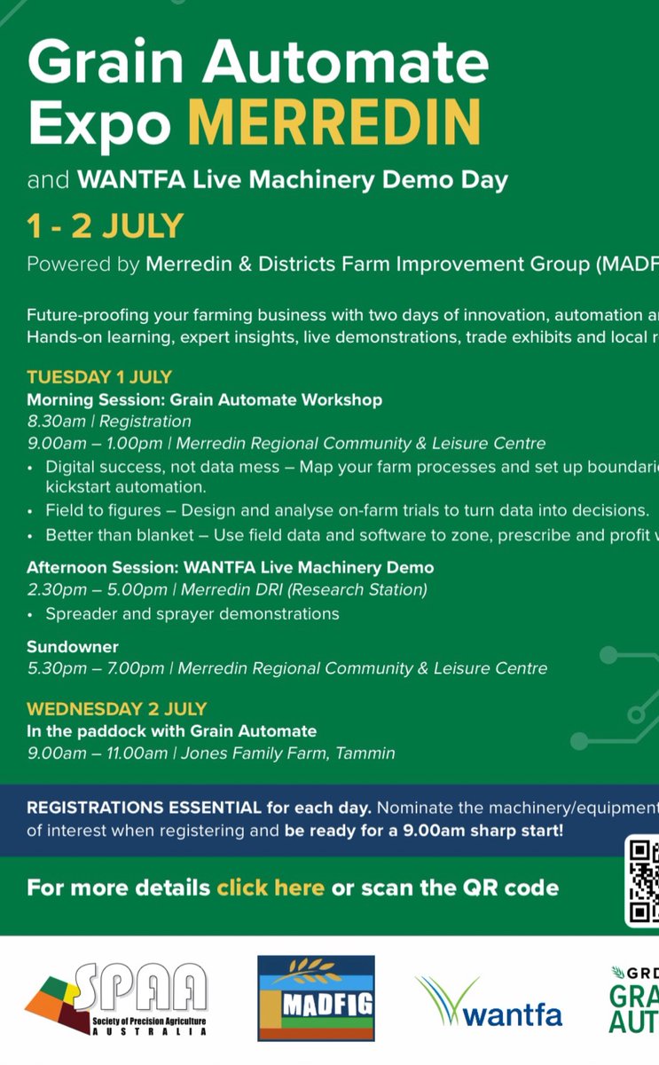 Morning agenda for the <a href="/theGRDC/">GRDC</a> Grain Automate Expo here in Merredin. To be followed by live machinery demonstrations, Sprayers and Spreaders at the Merredin research station from 230 pm.