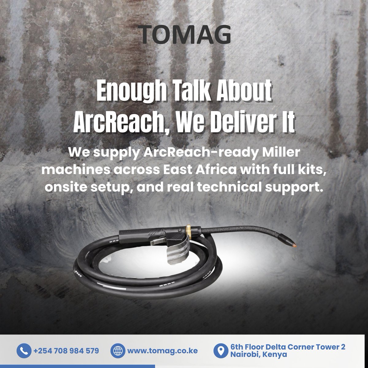 TOMAGKE's tweet image. Are your welders walking back to the machine just to change settings?
That’s 250+ hours/year lost.
ArcReach™ tech fixes that. TOMAG delivers it.
ArcReach-ready systems
Local support + setup + training
#WeldSmart #EastAfrica #ArcReach #TOMAG #MillerWelds #ManufacturingTools