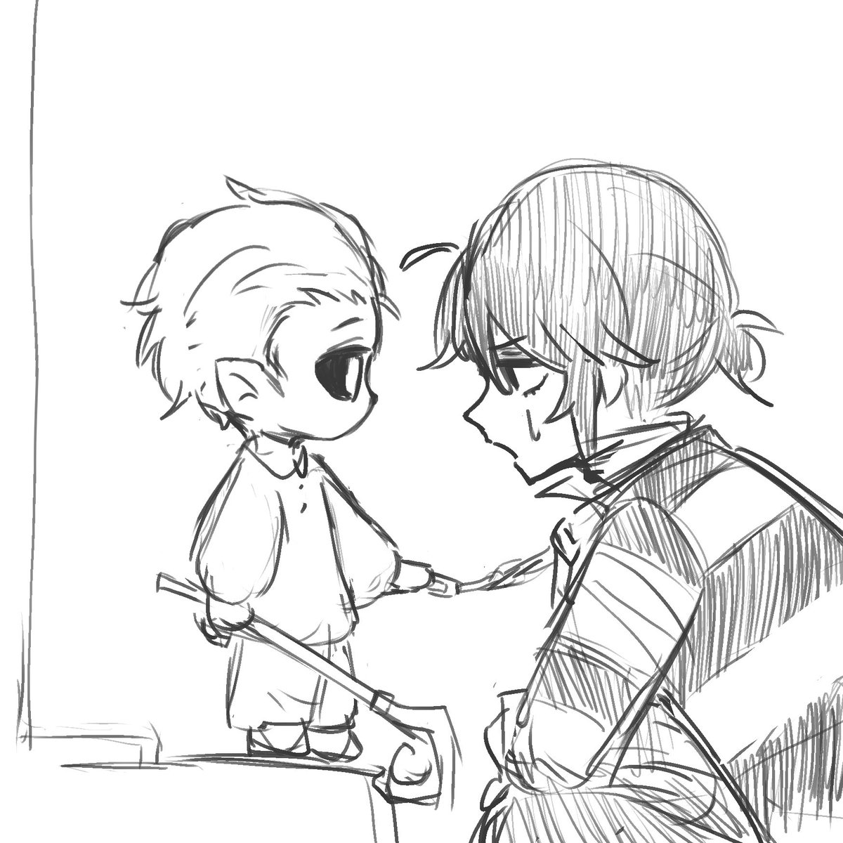 Lunch break doodle :D 

The hunter turned small, what's the clear condition for this game? 