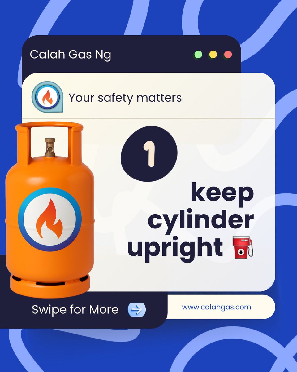 calahgas's tweet photo. Gas safety begins at home.
Don’t forget to call us for your refill and delivery all at your comfort and because we love and care for you😌❤️
#CalahGasTips #SafeCooking #LPGStorage #calahgas #calahgasng #calahgascares https://t.co/1OEqxRWjBg