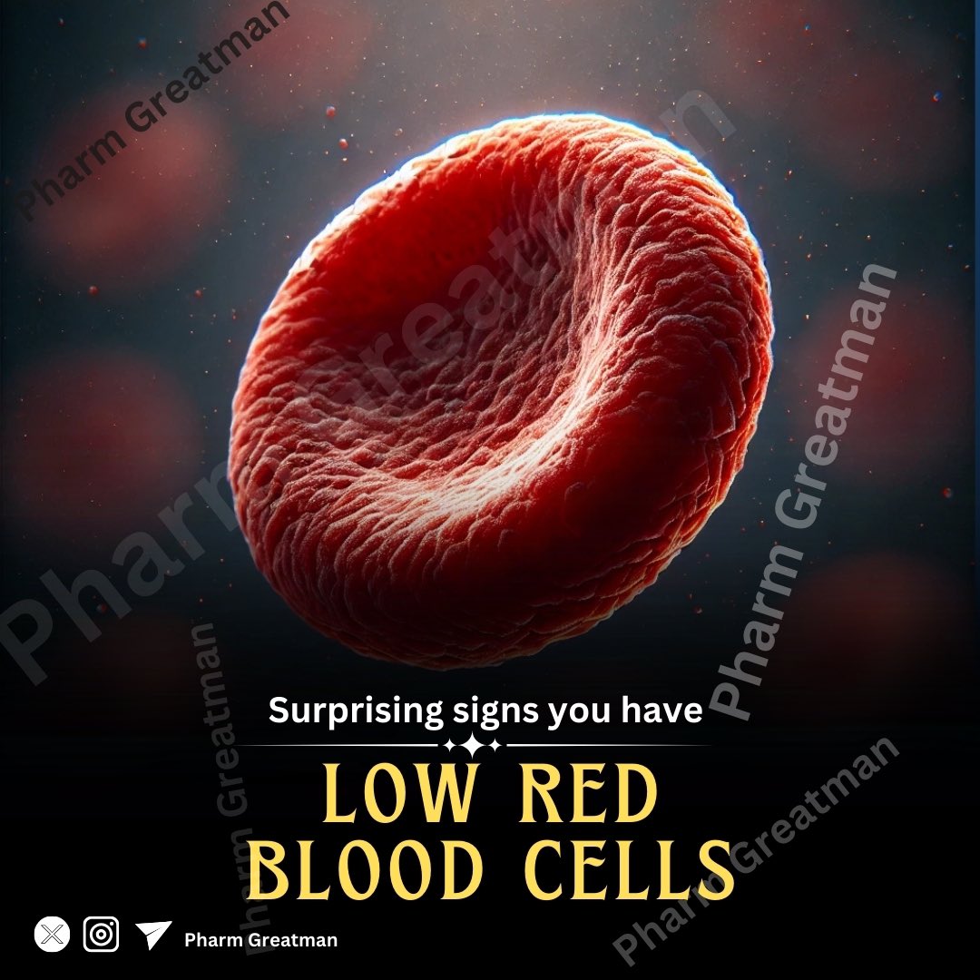 SURPRISING SIGNS OF LOW RED BLOOD CELLS

Anemia is when your blood does not have enough red blood cells to carry oxygen around your body. This can make you feel tired. 

However, anemia is not just about feeling tired. It can show up in strange ways that many people don’t expect.