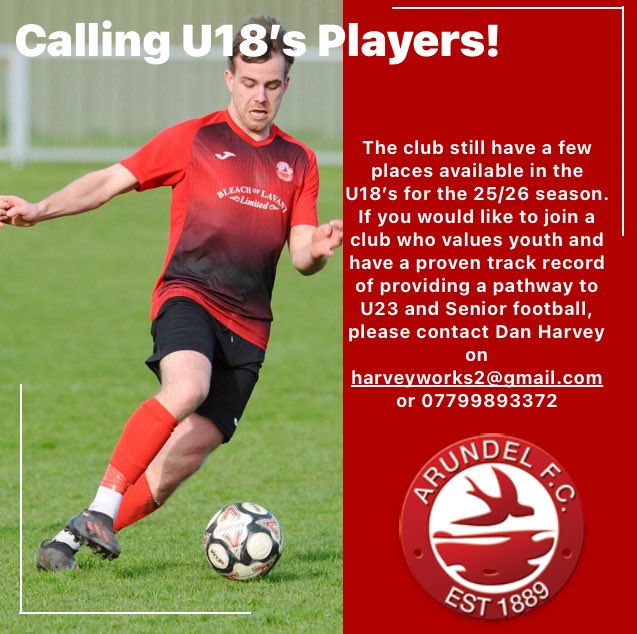 🚨CALLING U18’s PLAYERS!🚨

There are just a few places left to be filled in our U18 squad for the 25/26 season. Don’t miss out on this exciting opportunity to join a club with a proven track record of providing a pathway through to U23 and Senior football. Get in touch today!