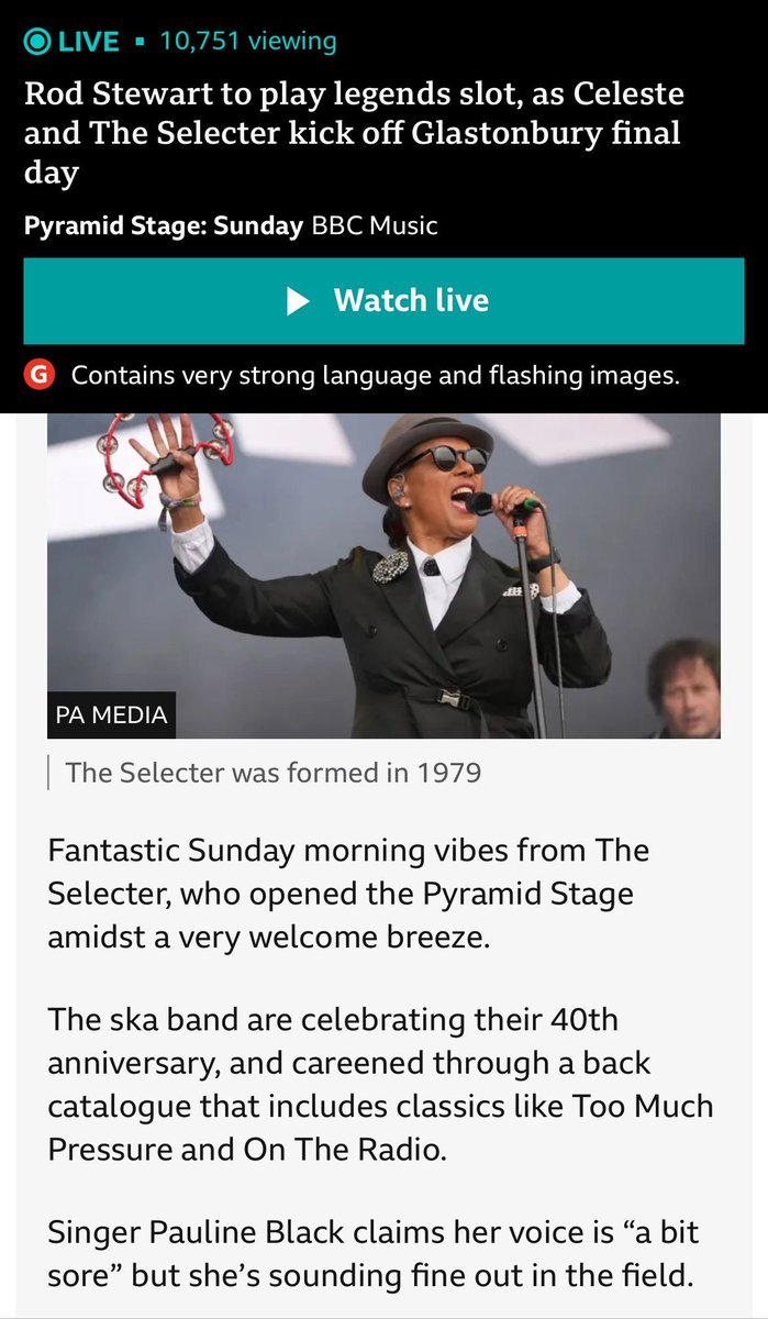 paulineblackOBE's tweet image. Yes, thank you BBC News! The Selecter opening up The Pyramid Stage at Glastonbury yesterday, Sunday 29th June 2025. Awesome!