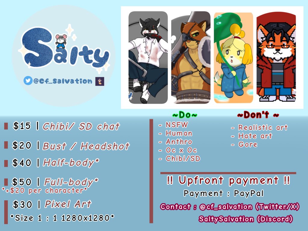 cf_salvation's tweet image. !! Hello everyone Commission open for july 2025 !!
I take 4 slots
If my art suit your taste feel free to support me
#commissionsopen #commissionTH #commissionart #furryartist