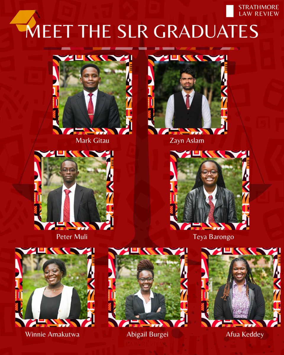 StrathLawReview's tweet photo. Over the weekend, @StrathU hosted it's graduation ceremony🥳🎉. Amongst the @StrathmoreLaw graduates ⚖️🇰🇪 were our SLR members who not only showed up but showed out!!🎊🎊
We are beyond proud to present the new lawyers in town straight from the SLR
#Strathmorelawreview
#Graduation https://t.co/mROSxo9Hii
