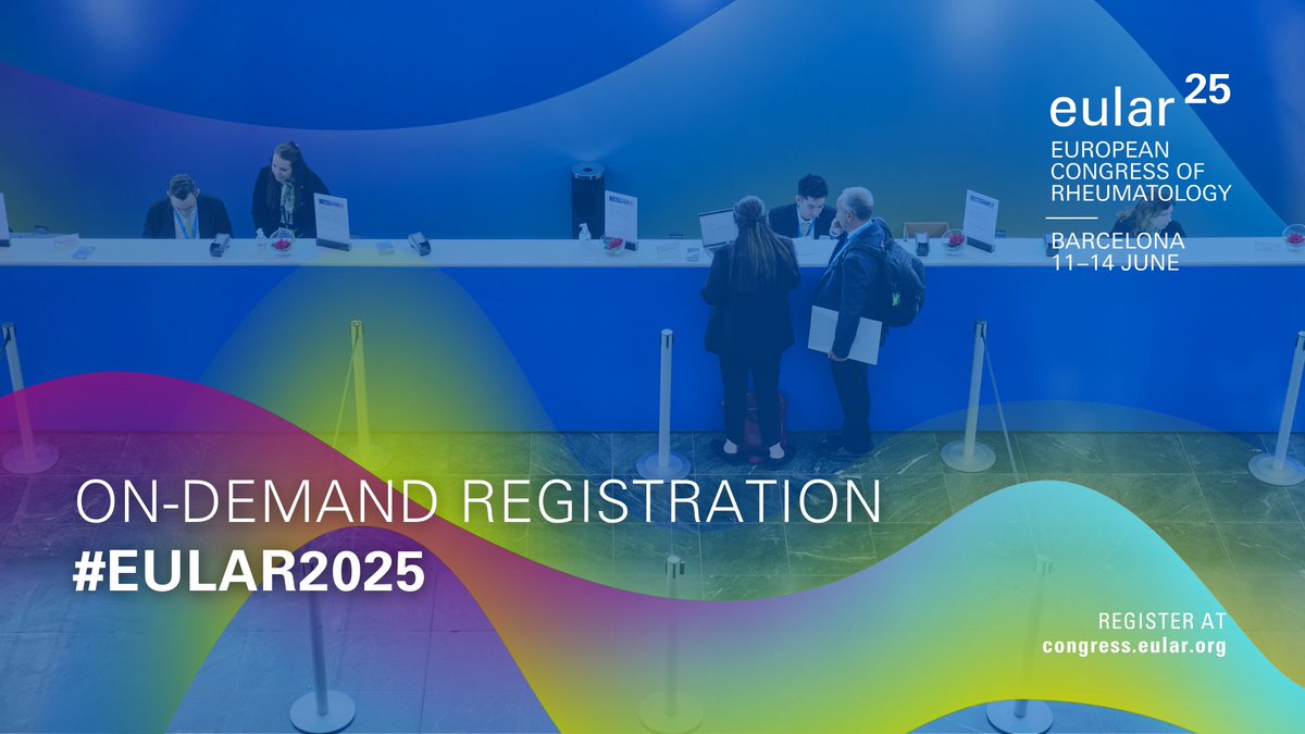 📺Access the #EULAR2025 Congress on-demand and watch inspiring Scientific Sessions from Monday 16 June until 31 December 2025!

Registration deadline: 30 June 2025, 23:59 CEST

Register here 👉 pulse.ly/a6tq376hgn

#Rheumatology #EULAR
