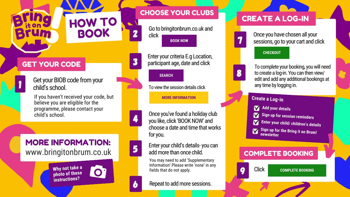 bringitonbrum's tweet image. Bookings for our summer holiday programme are now OPEN!
To book go to bringitonbrum.co.uk
Reminder: You will need your BIOB code from your child's school to book. If you haven't received your code, please contact your child's school.
