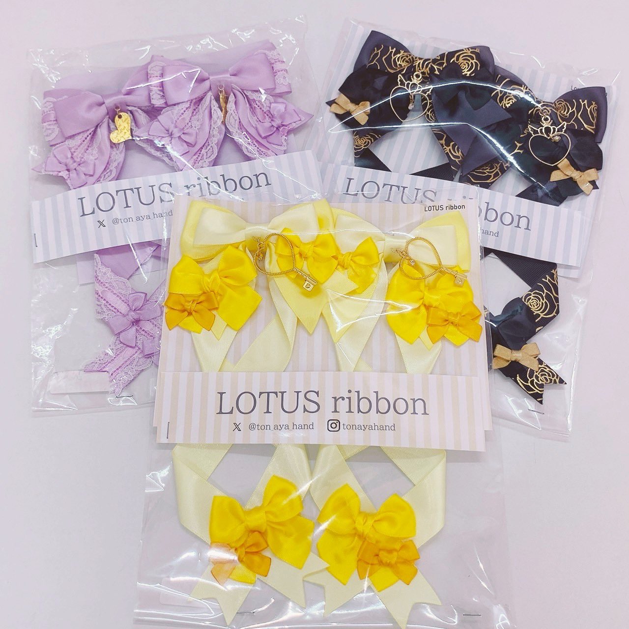 LOTUSribbon×ドラジェ ヘアリボンセット3点 ribbon lace twintail ribbon hairclip bordeaux | LOTUS ribbon