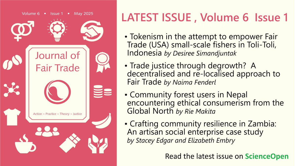 The Journal of Fair Trade Society (@journalfair) on Twitter photo Latest issue out now! Open Access.
With articles from Desiree Simandjuntak <a href="/uhmanoa/">University of Hawaii at Manoa</a> Naima Fenderl <a href="/naimafenderl/">naima š„Ø</a>
Rie Makita Gakushuin University
Elizabeth Embry <a href="/UnivOfKansas/">University of Kansas</a> and Stacey Edgar <a href="/Staceedgar/">Stacey Edgar, PhD</a>
scienceopen.com/hosted-documenā¦
<a href="/ScienceOpen/">Open Science Spaceā¢</a> <a href="/JSTOR/">JSTOR</a> <a href="/Pluto_Journals/">Pluto Journals</a> Latest issue out now! Open Access.
With articles from Desiree Simandjuntak <a href="/uhmanoa/">University of Hawaii at Manoa</a> Naima Fenderl <a href="/naimafenderl/">naima š„Ø</a>
Rie Makita Gakushuin University
Elizabeth Embry <a href="/UnivOfKansas/">University of Kansas</a> and Stacey Edgar <a href="/Staceedgar/">Stacey Edgar, PhD</a>
scienceopen.com/hosted-documenā¦
<a href="/ScienceOpen/">Open Science Spaceā¢</a> <a href="/JSTOR/">JSTOR</a> <a href="/Pluto_Journals/">Pluto Journals</a>