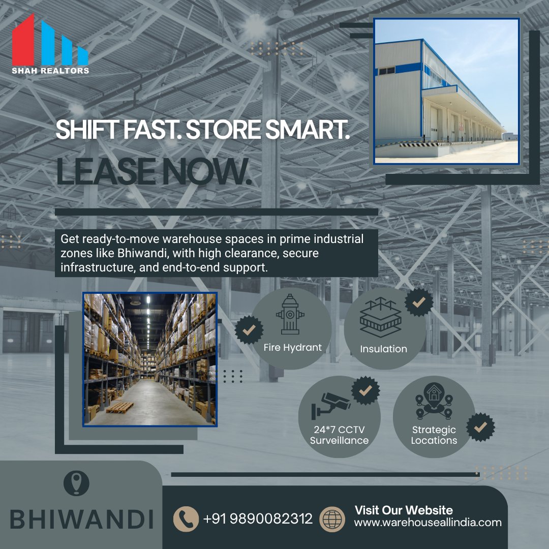 Kalpesh36521763's tweet image. Need Space That Works as Fast as You Do?
Lease your space today and keep your business moving.
📍 Bhiwandi
📞 +91 9890082312 | +91 9960282403
🌐 warehouseallindia.com
#WarehouseLease #BhiwandiSpace #ShiftSmart #LogisticsReady #SmartStorage #SecureWarehousing #ShahRealtors