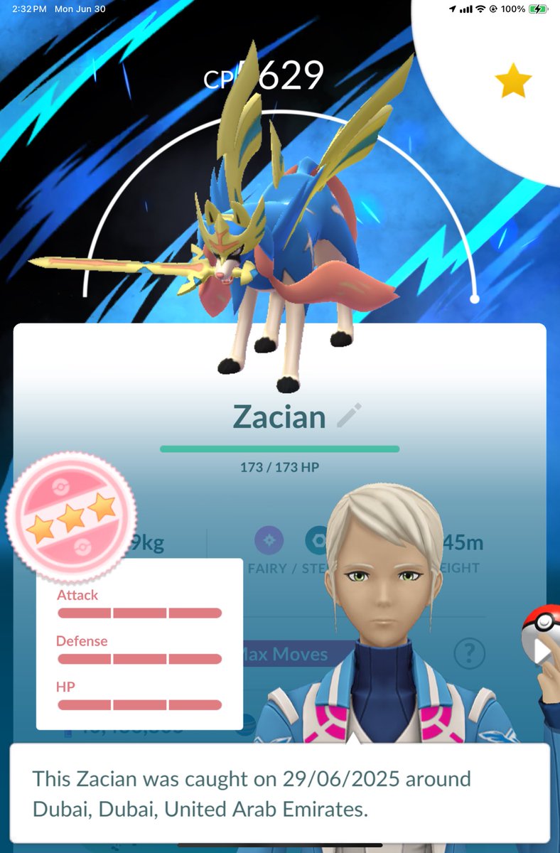Caught my first hundo Zamazenta and Zacian during the Pokémon GO Fest 2025: Global and I am suuuuper happy🎉🥰 Still tired from all the walking though😆 #PokemonGO